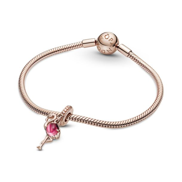 Pandora Pink Murano Glass Flamingo Dan, Rose Gold-Platedgle Charm