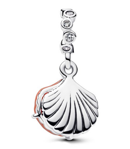 Pandora Moments Coral Colored Shell Double Dangle Charm