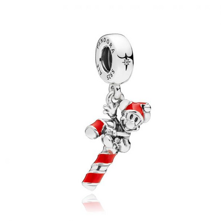 Pandora - Disney, Santa Mickey’s Candy Cane Dangle Charm