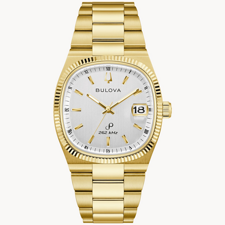 Bulova Super Seville Gold-Tone IP Bracelet Watch With Square Silver Dial