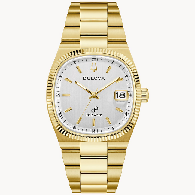 Bulova Super Seville Gold-Tone IP Bracelet Watch With Square Silver Dial