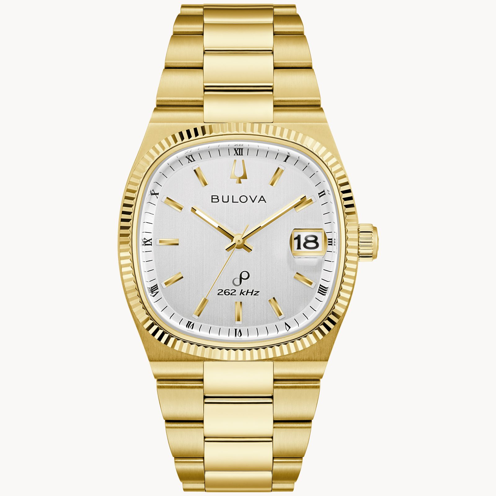 Bulova Super Seville Gold-Tone IP Bracelet Watch With Square Silver Dial