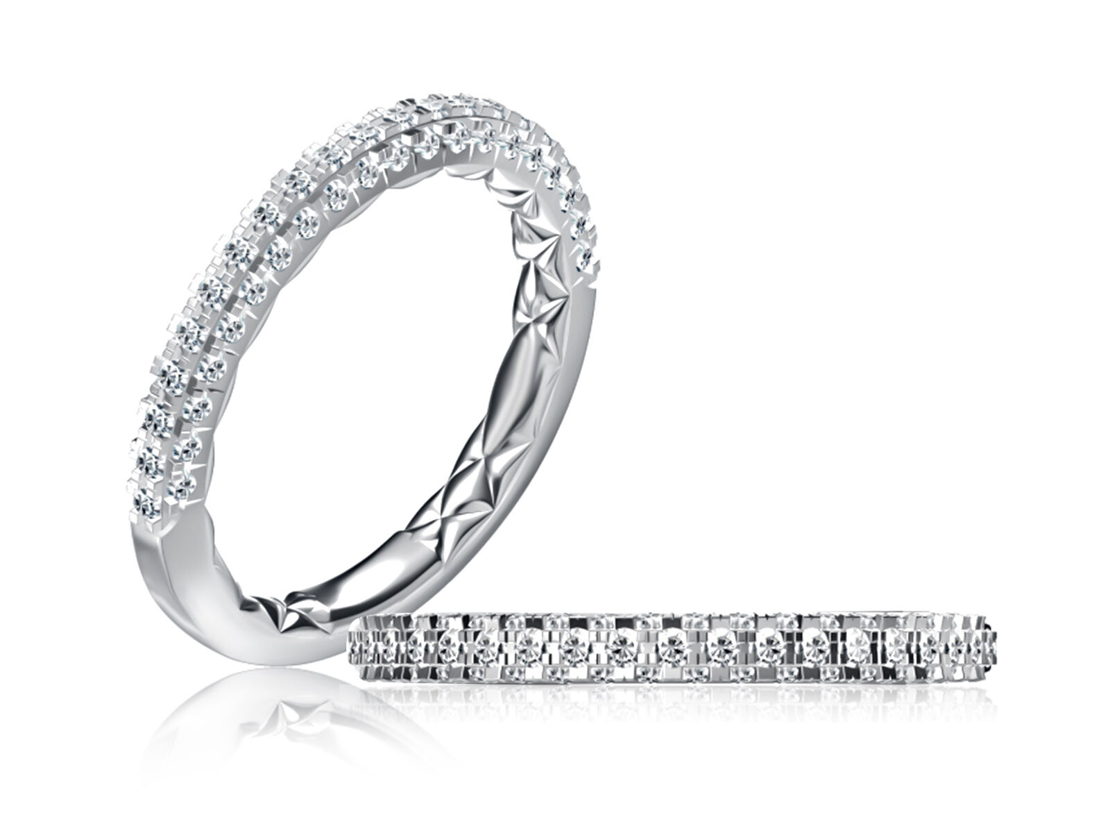 A.JAFFE 14K White Gold And 0.65 CTW Pave' Diamond Band