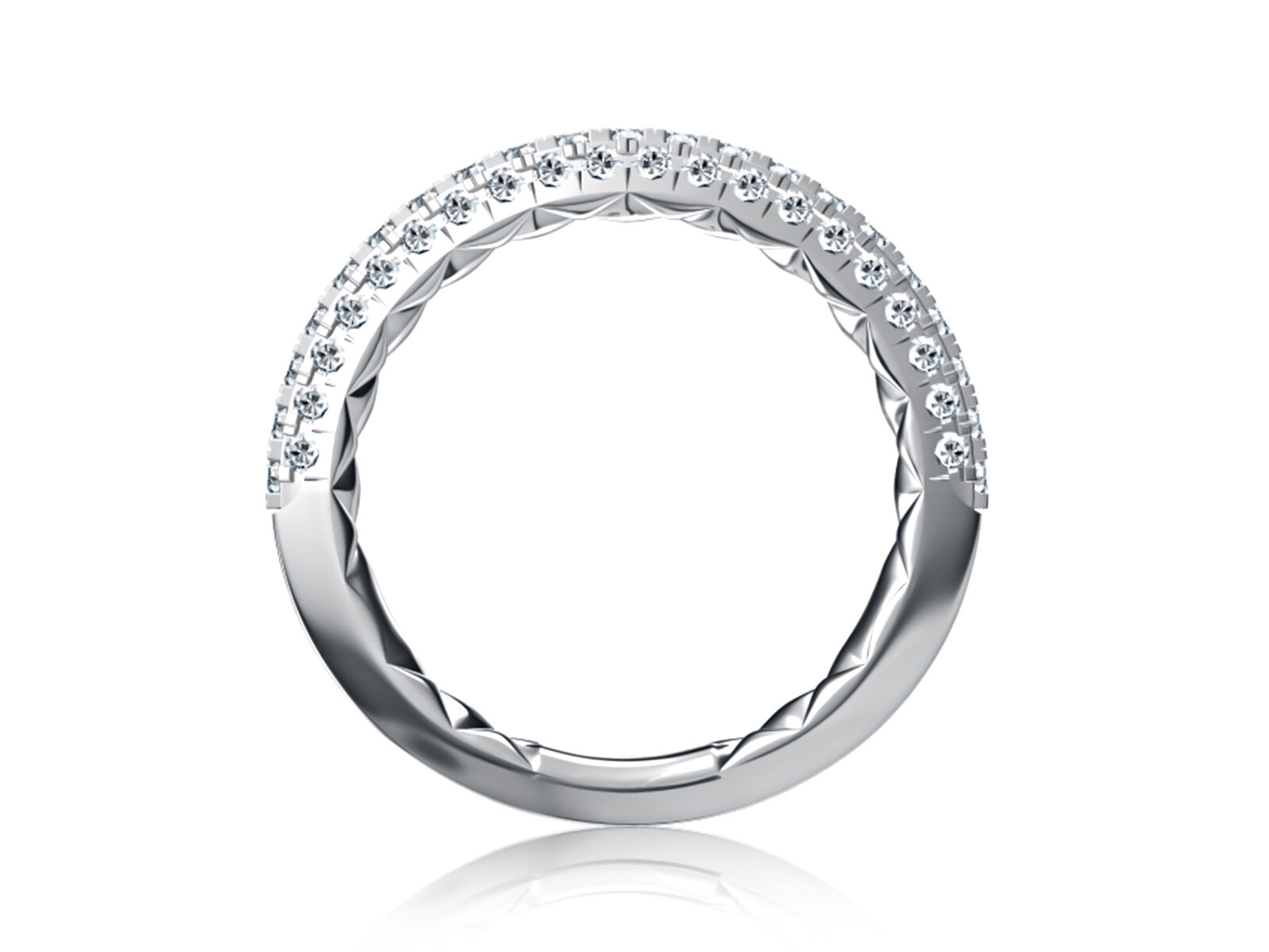 A.JAFFE 14K White Gold And 0.65 CTW Pave' Diamond Band