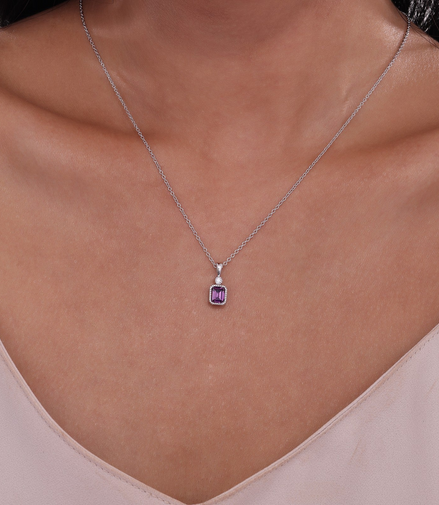 Lafonn 0.91 CTW Simulated Diamond And Simulated Alexandrite June Birthstone Necklace