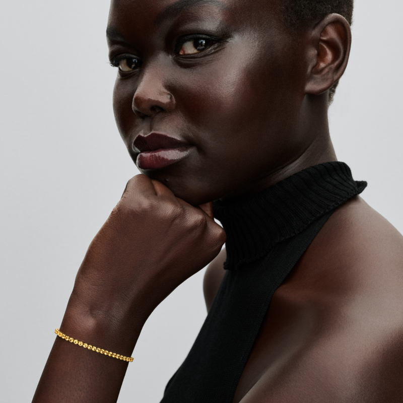 Pandora Timeless 14K Gold-Plated Sparkling Yellow Tennis Bracelet Size 18