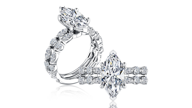 A.JAFFE 14K White Gold Marquise Engagement Ring