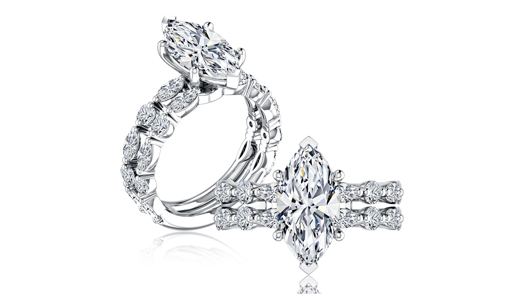 A.JAFFE 14K White Gold Marquise Engagement Ring