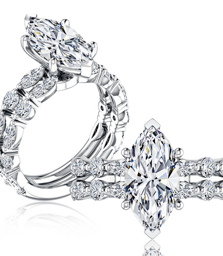 A.JAFFE 14K White Gold Marquise Engagement Ring