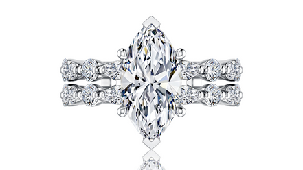 A.JAFFE 14K White Gold Marquise Engagement Ring