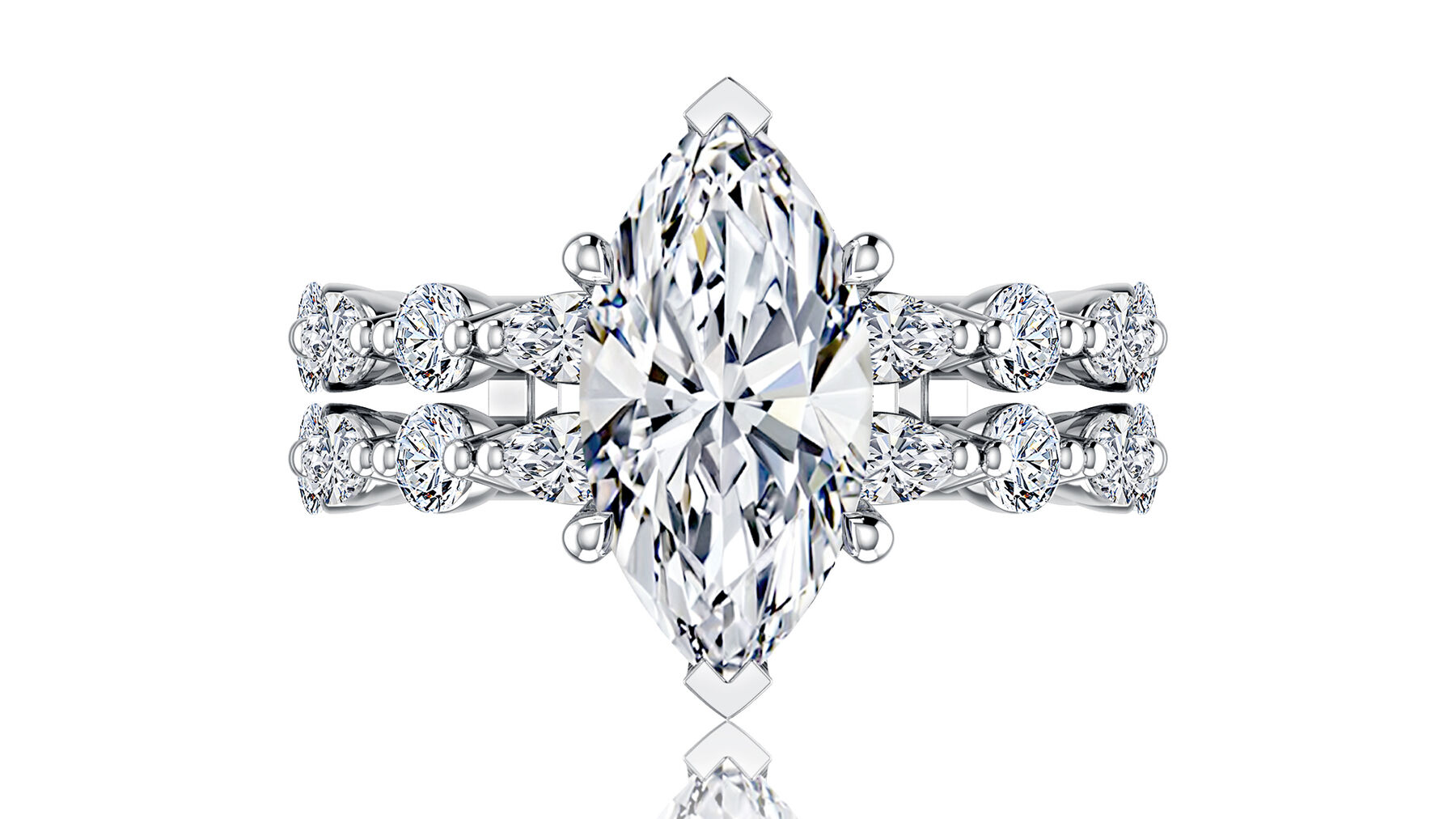 A.JAFFE 14K White Gold Marquise Engagement Ring