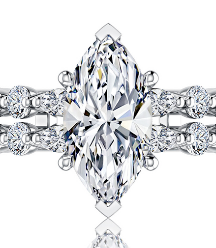 A.JAFFE 14K White Gold Marquise Engagement Ring