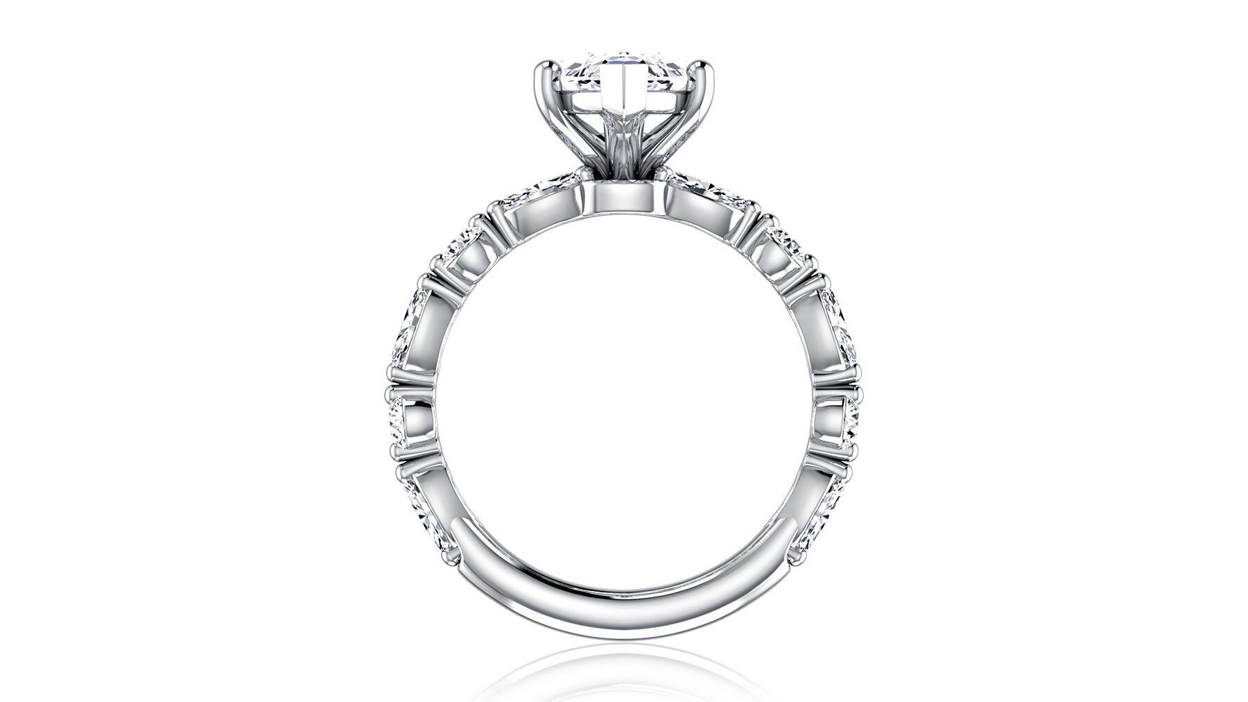 A.JAFFE 14K White Gold Marquise Engagement Ring