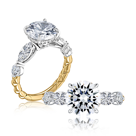 A.JAFFE 14K Yellow Gold Round Diamond Engagement Ring