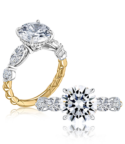 A.JAFFE 14K Yellow Gold Round Diamond Engagement Ring