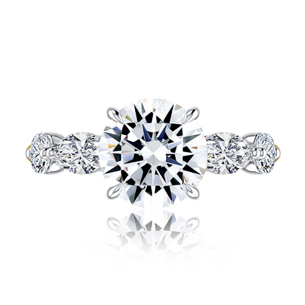 A.JAFFE 14K Yellow Gold Round Diamond Engagement Ring