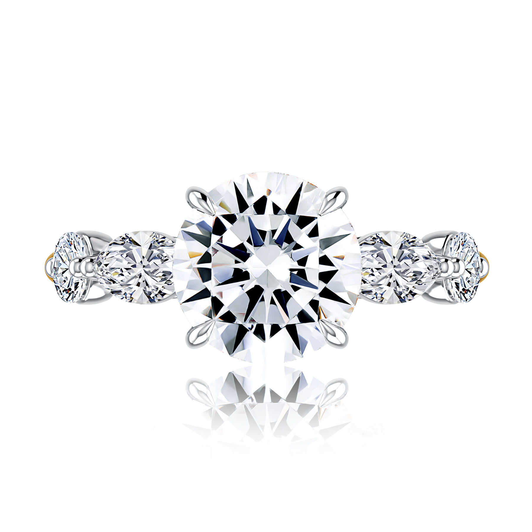 A.JAFFE 14K Yellow Gold Round Diamond Engagement Ring