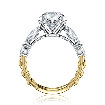 A.JAFFE 14K Yellow Gold Round Diamond Engagement Ring