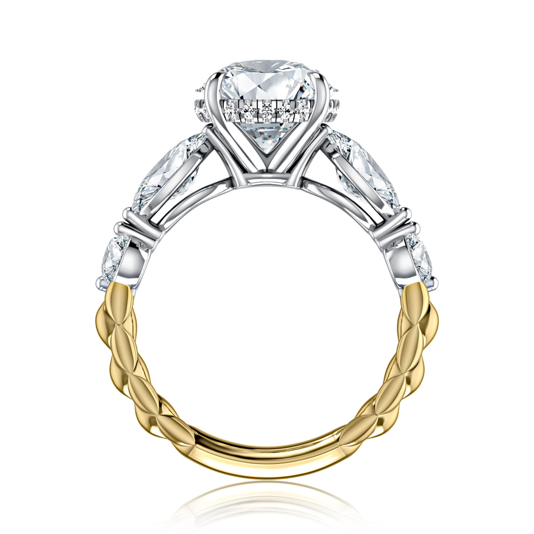 A.JAFFE 14K Yellow Gold Round Diamond Engagement Ring