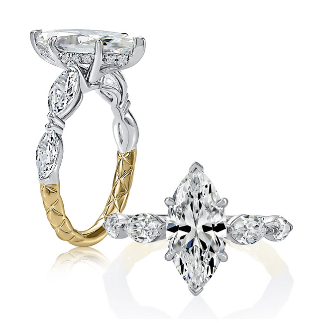 A.JAFFE 14K Yellow Gold Marquise Engagement Ring