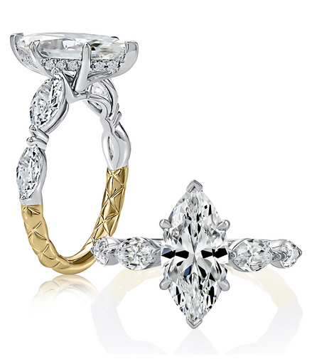 A.JAFFE 14K Yellow Gold Marquise Engagement Ring