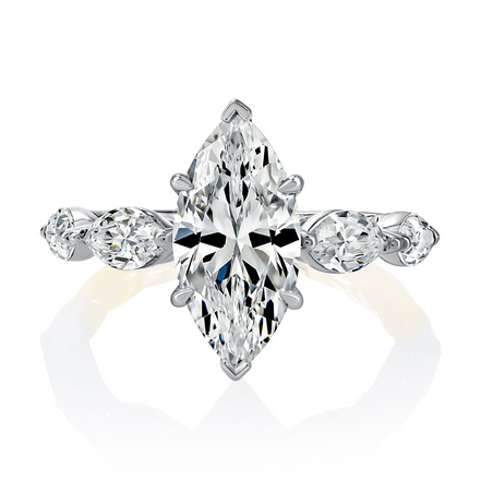 A.JAFFE 14K Yellow Gold Marquise Engagement Ring