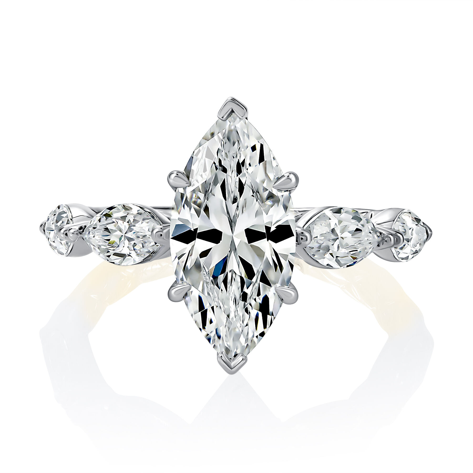 A.JAFFE 14K Yellow Gold Marquise Engagement Ring