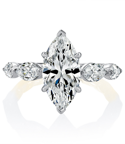 A.JAFFE 14K Yellow Gold Marquise Engagement Ring