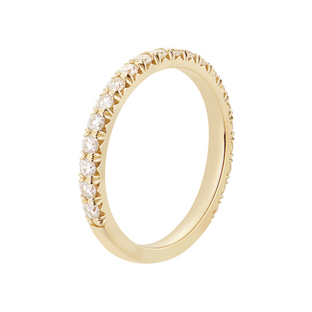 14K Yellow Gold Round Natural Diamond Wedding Band
