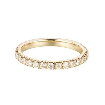14K Yellow Gold Round Natural Diamond Wedding Band