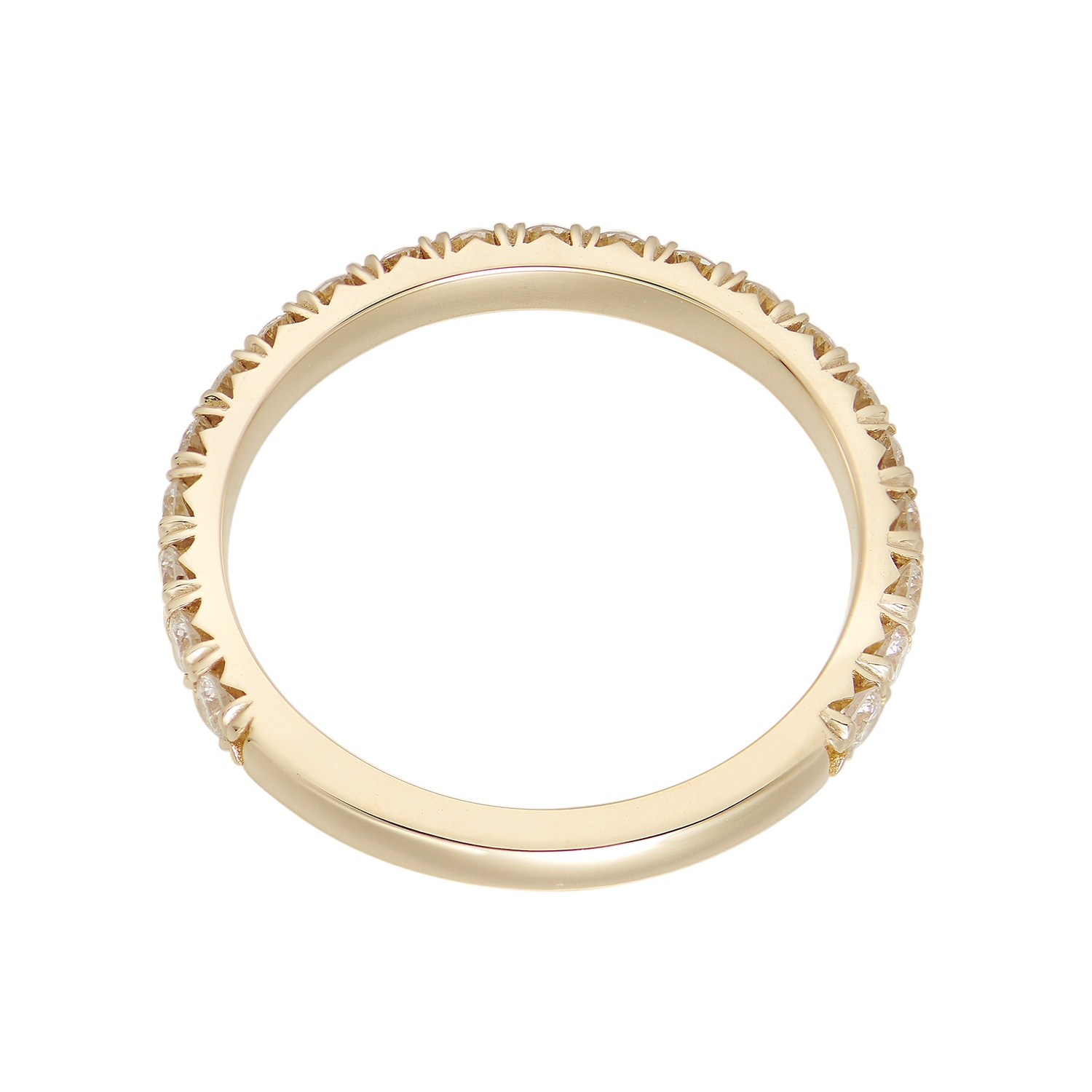 14K Yellow Gold Round Natural Diamond Wedding Band