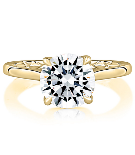 A.JAFFE 14K Gold Classic Four Prongs Solitaire Round Center Diamond Semi-Mount Engagement Ring