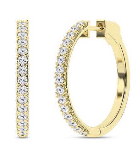 Revelation 14K Yellow Gold 1 CTW Diamond Hoop Earrings