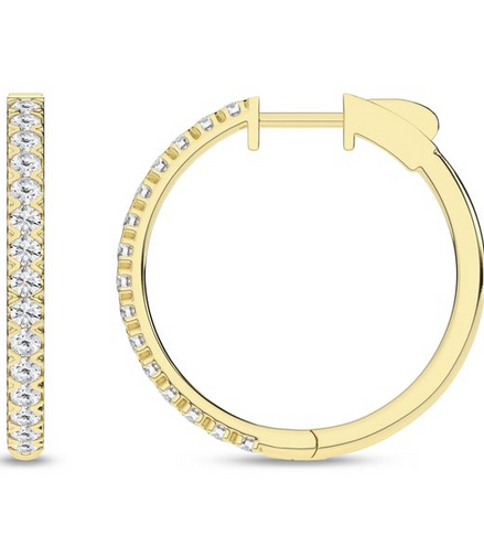Revelation 14K Yellow Gold 1 CTW Diamond Hoop Earrings
