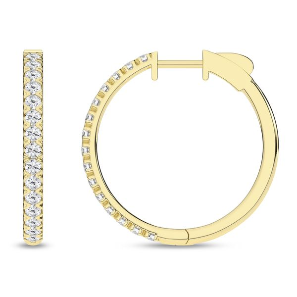Revelation 14K Yellow Gold 1 CTW Diamond Hoop Earrings
