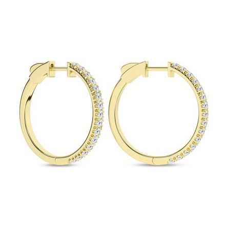 Revelation 14K Yellow Gold 1 CTW Diamond Hoop Earrings