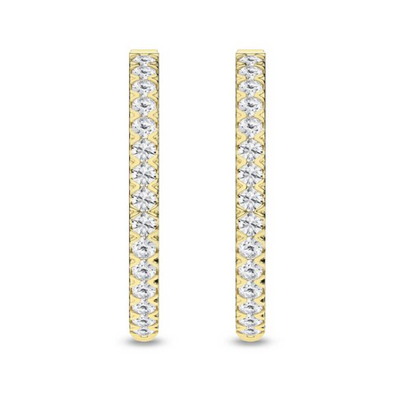 Revelation 14K Yellow Gold 1 CTW Diamond Hoop Earrings