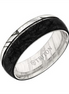 Triton Damascus Steel and Forged Carbon Flat Edge Contemporary Wedding Band