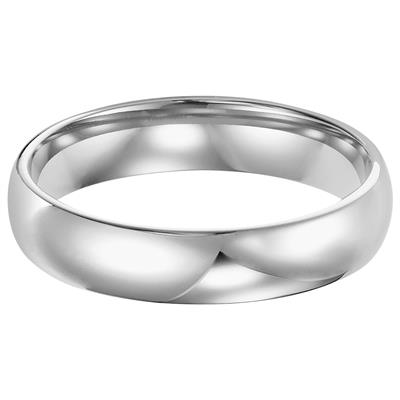 Low Dome 14K White Gold 4MM Comfort Fit Plain Wedding Band Size 8