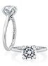 A.JAFFE 14K Gold Classic Round Solitaire Diamond Semi-Mount Engagement Ring with Quilts™ Band
