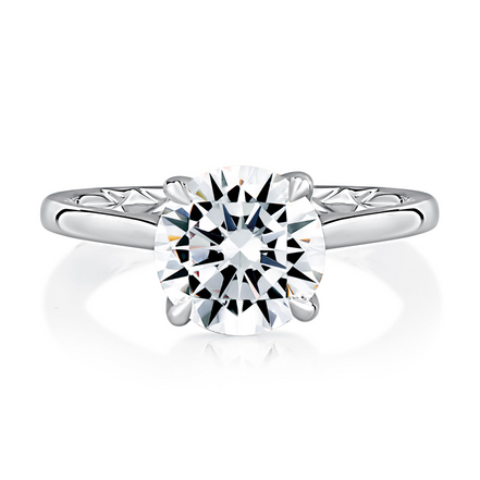 A.JAFFE 14K Gold Classic Round Solitaire Diamond Semi-Mount Engagement Ring with Quilts™ Band