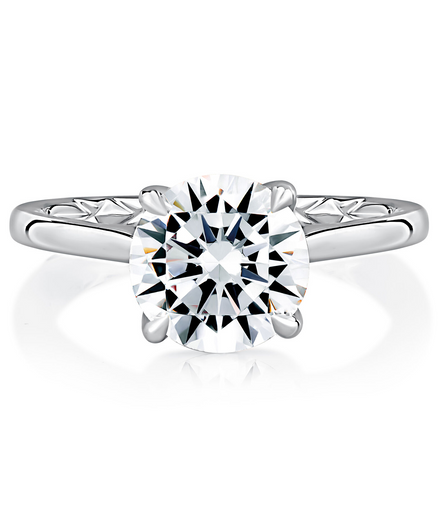 A.JAFFE 14K Gold Classic Round Solitaire Diamond Semi-Mount Engagement Ring with Quilts™ Band