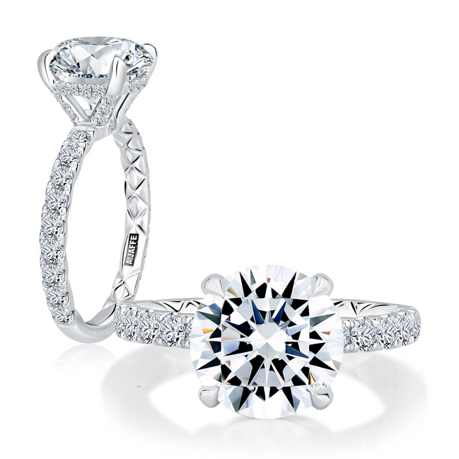 A.JAFFE 14K White Gold 0.78 CTW Diamond Semi-Mount Engagement Ring