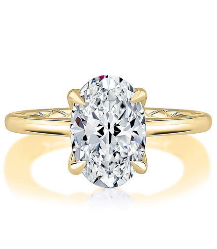 A.JAFFE 14K Yellow Gold Oval Shaped Diamond Semi-Mount Engagement Ring