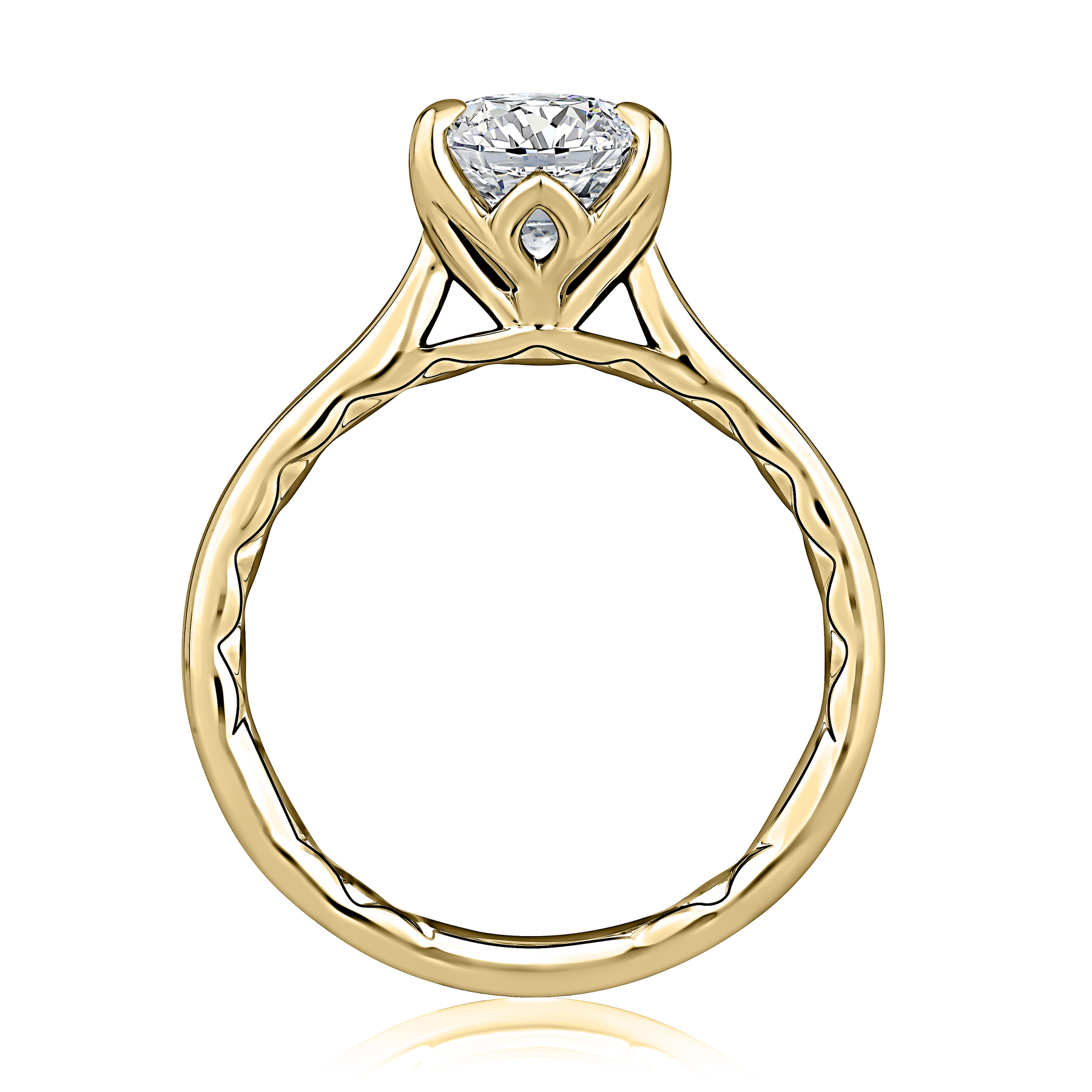 A.JAFFE 14K Yellow Gold Oval Shaped Diamond Semi-Mount Engagement Ring