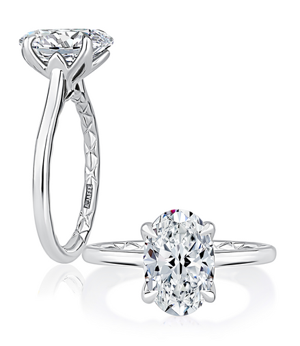A.JAFFE 14K White Gold Oval Shaped Diamond Semi-Mount Engagement Ring