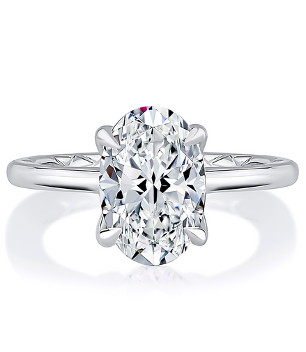 A.JAFFE 14K White Gold Oval Shaped Diamond Semi-Mount Engagement Ring