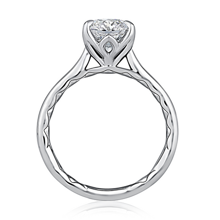 A.JAFFE 14K White Gold Oval Shaped Diamond Semi-Mount Engagement Ring