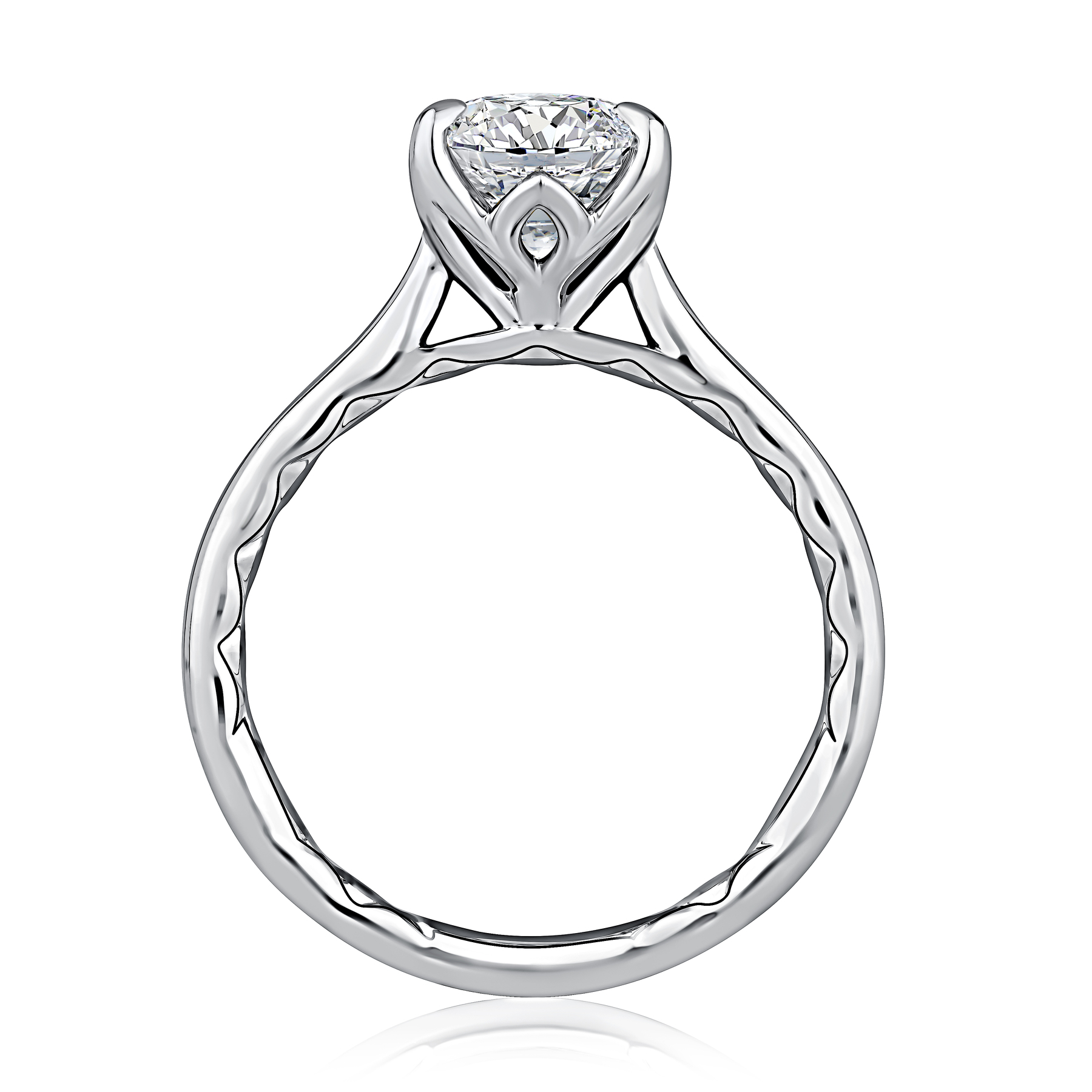 A.JAFFE 14K White Gold Oval Shaped Diamond Semi-Mount Engagement Ring