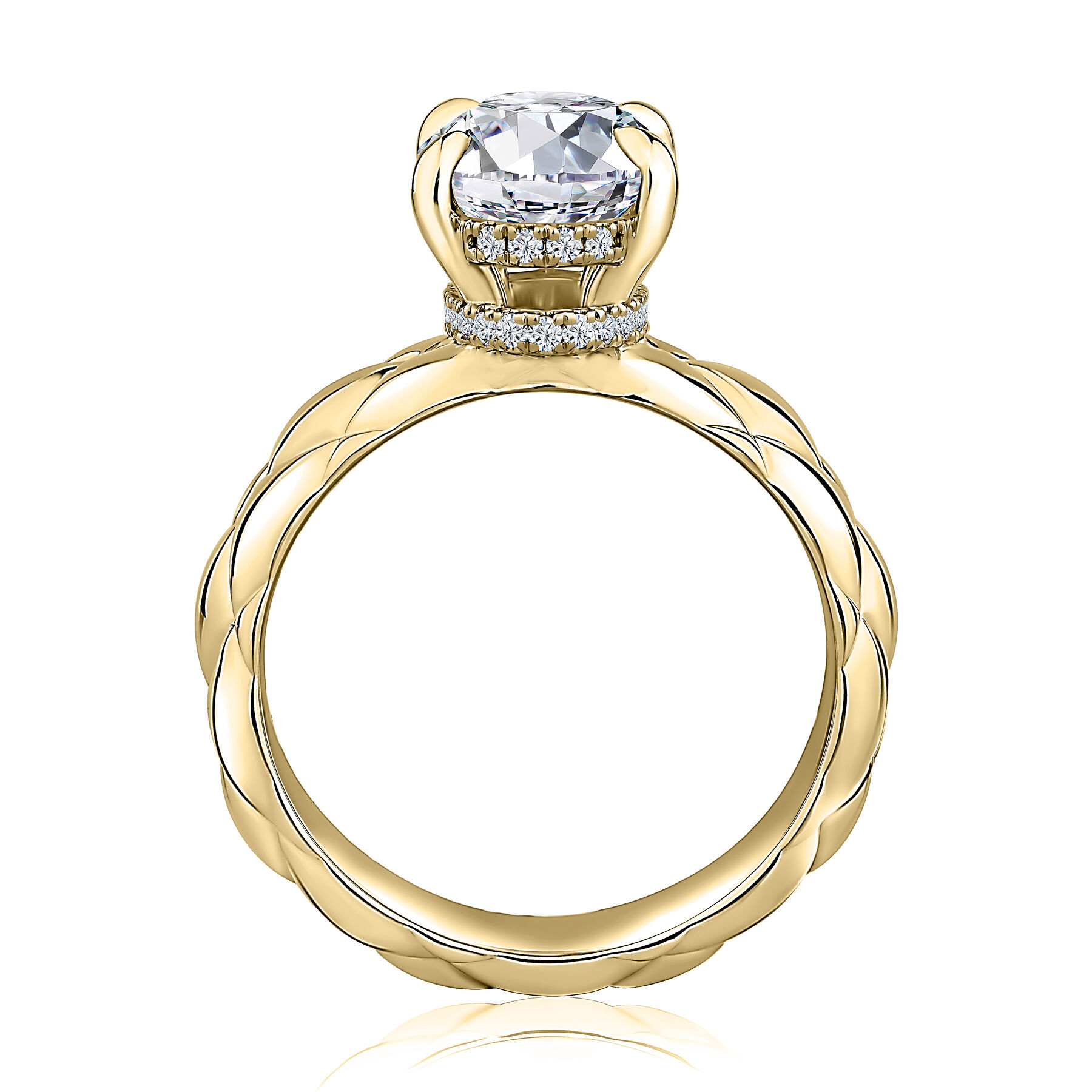 A.JAFFE 14K Yellow Gold 0.19 CTW Diamond Halo Semi-Mount Engagement Ring